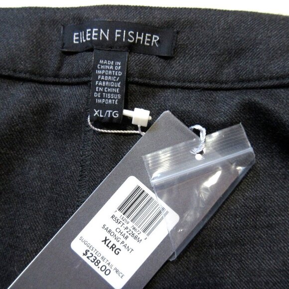 NWT Eileen Fisher Sarong in Charcoal Flannel Twill Wool Wide Leg Crop Pants XL - Picture 3 of 4